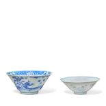 TWO BLUE AND WHITE CONICAL BOWLS 17th century (2)