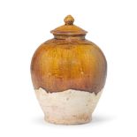 AN AMBER-GLAZED POTTERY JAR AND COVER Tang Dynasty (2)