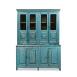 An Indian blue painted teak cabinet