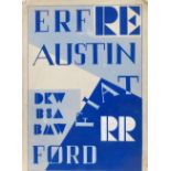 An original motoring advertising artwork, by K Lewis,