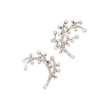 CARTIER: PLATINUM, 14K WHITE GOLD, AND DIAMOND EARRINGS, CIRCA 1950