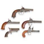 A group of five various flintlock and percussion pocket pistols (5)