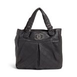 CHANEL: BLACK DISTRESSED LE MARAIS TOTE Fall 2007