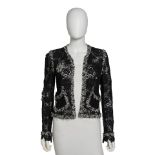 CHANEL: BLACK FLORAL LACE JACKET Spring 2004
