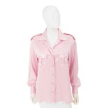 CHANEL: PINK SILK BUTTON UP BLOUSE Mid 1990's