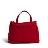 CHANEL: RED SHEARLING TRIM SUEDE TOTE 1997-1999