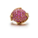 14K YELLOW GOLD AND RUBY RING