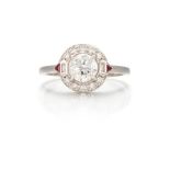 18K WHITE GOLD, DIAMOND, AND RUBY RING