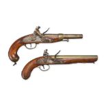 TWO EARLY 19TH CENTURY FLINTLOCK PISTOLS.