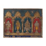 Les quatre saints shaivites (Nalvar) dans les alcôves, Sud de l'Inde, Tanjore, fin du XIX&#...
