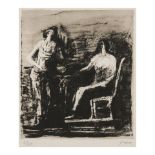 Henry Moore (1898-1986); Two Figures at a Table;