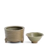 A Celadon Censer and Cup China, Ming dynasty, (2)