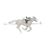 DIAMOND AND ENAMEL RACING BROOCH, CIRCA 1940