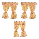Three Sets of Custom Drapes and Matching Valences, 20th century,