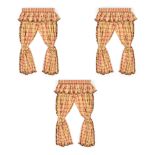 Three Pairs of Custom Schumacher Floral Drapes and Matching Valences, 20th century,