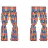 Two Pairs of Custom Scalamandré Plaid Drapes and Matching Valences, 20th century,