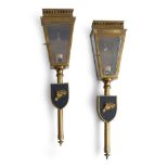 A Pair of English Brass Coach Lanterns, 20th century,