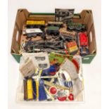 Vintage Meccano and box of Hornby trains, track and accessories