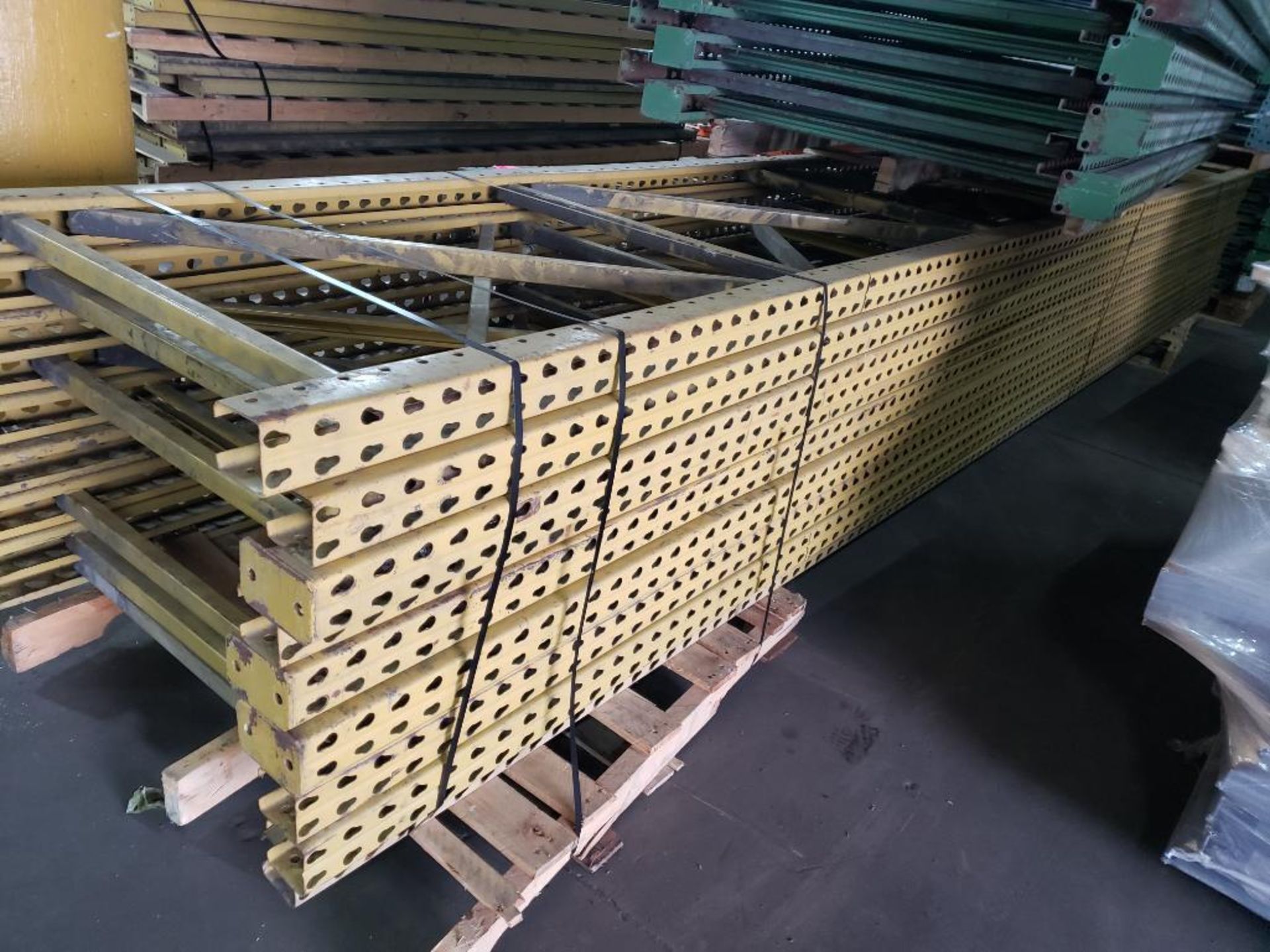 Qty 9 - 3ft x 18ft pallet racking upright. For a $40 fee this lot can ...