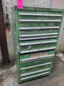 12 drawer Stanley Vidmar style cabinet (unmarked) 55in tall x 28in wide x 28in deep.