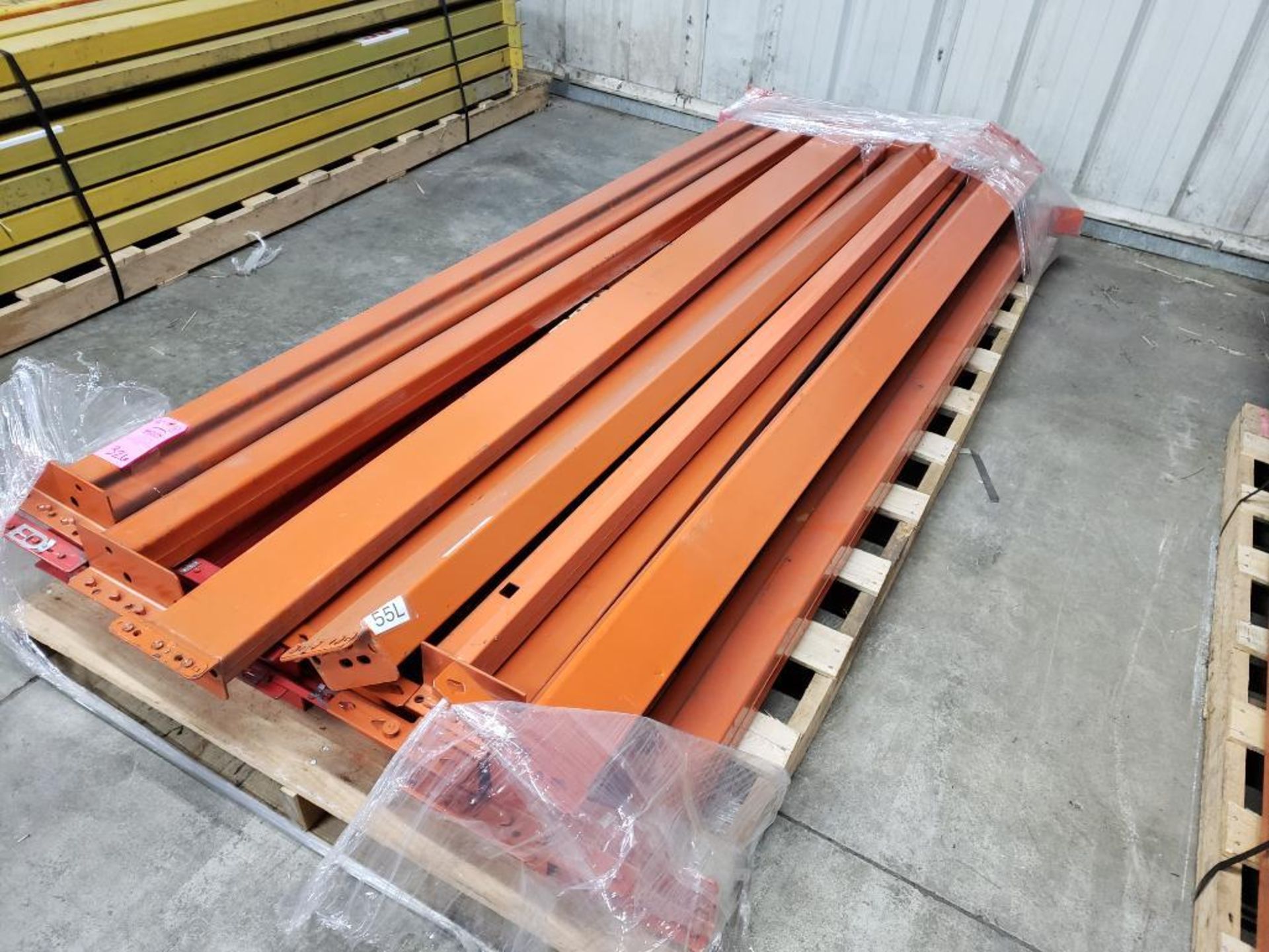 Selective Racking Cross Bars Qty 18 - 96in pallet racking cross bar. For a $40 fee this lot can be ...