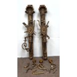 A pair of Neoclassical parcel gilt wall sconces, probably French Empire period, early 19th