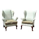 Two vintage Parker Knoll armchairs, upholstered in light blue (2)