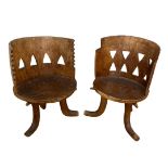 A rare pair of Jimma People’s hand dug out chairs, Ethiopia, 20th century, apparently Wanza wood,