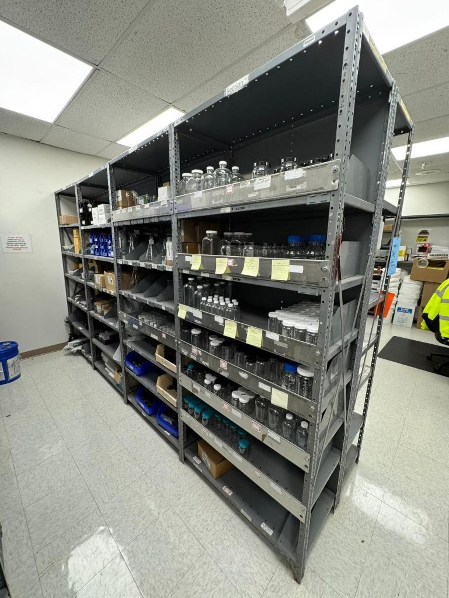 Lot Consisting of: (16) Metal Storage Racks. (1) Plastic Bottles/Tubes ...