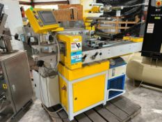 TLM Flow Wrapping Machine, Model # Wiki, Serial # 1377. With SMC Thermo Chiller, Model # HRSE012-A-2