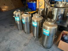 Lot of: (4) Stainless Steel Tanks, 12" Diameter x 22" Straight Side.