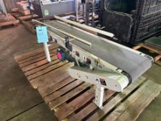 Rubber Belt Conveyor. Approximate 12" wide x 68" long. With 0.5hp gear motor, steel frame.