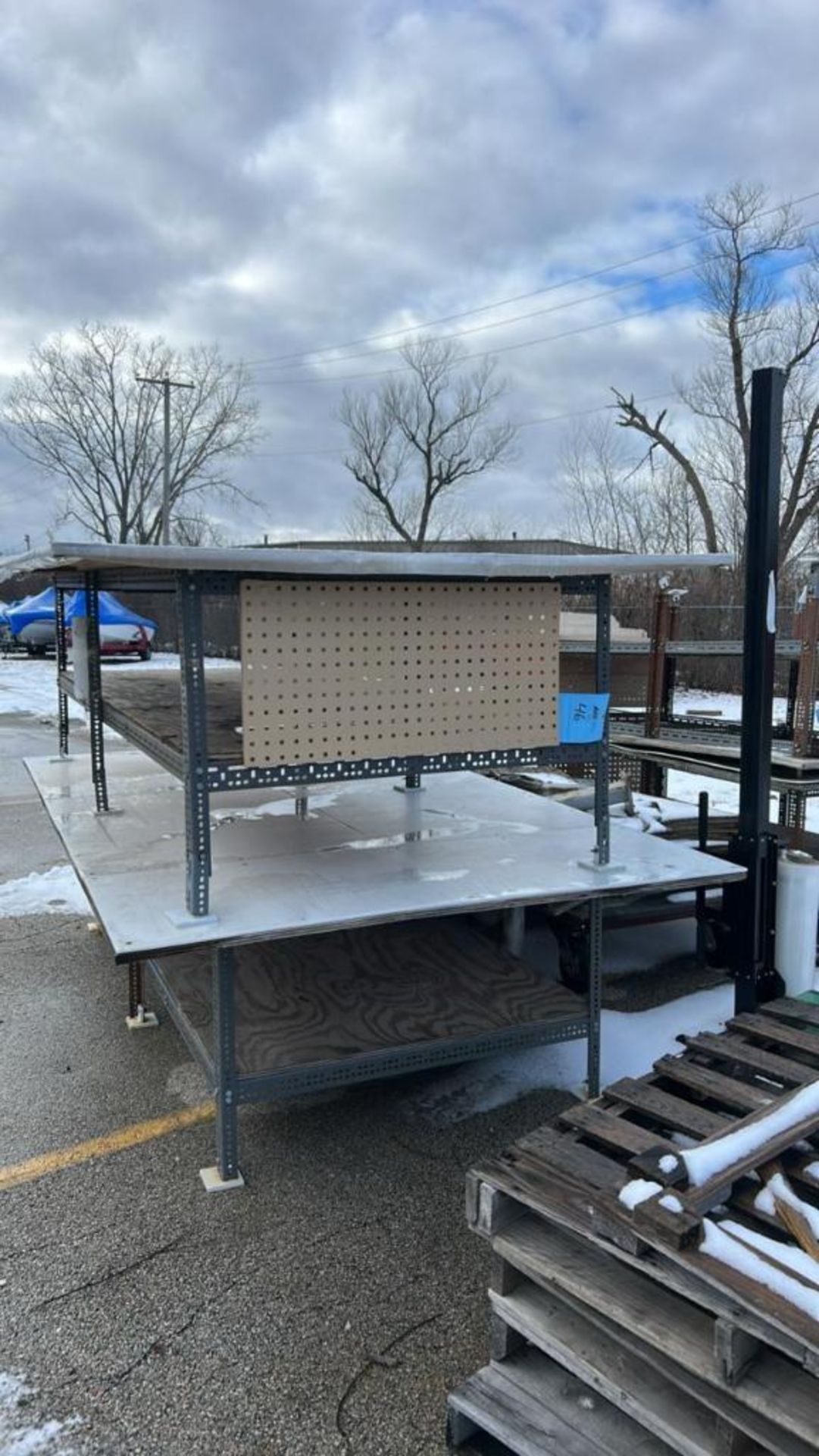 Used Racking Tables Lot Consisting of: Assorted Scrap, Tables, and Racking.