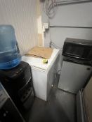 LOT WATER DISPENSER, 3' X 3' X 2' CHEST FREEZER, MINI FRIDGE & MICROWAVE