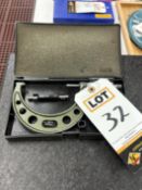 3-4" OD Micrometer, Mitutoyo 103-218, Carbide Faces, .0001", With Standard