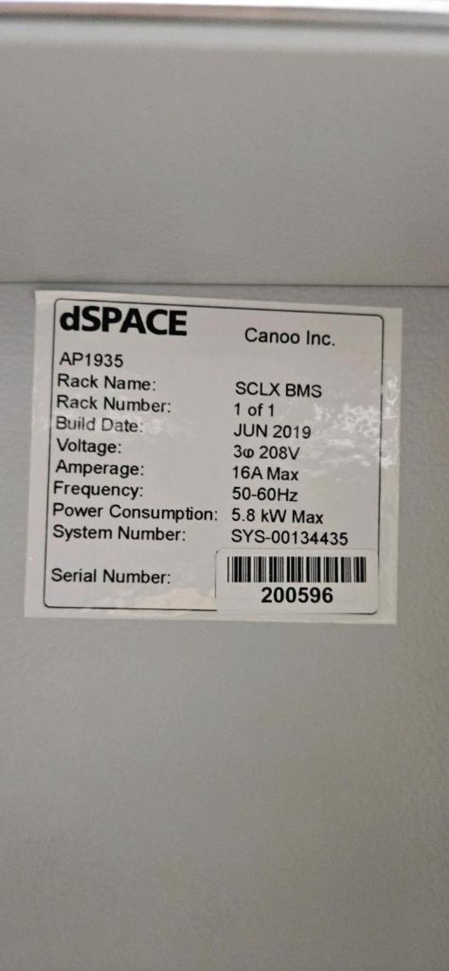 Dspace Racks dSPACE AP1935 SCALEXIO Simulator Cabinet; SN#: 200596 Rack Name: SCLX ...