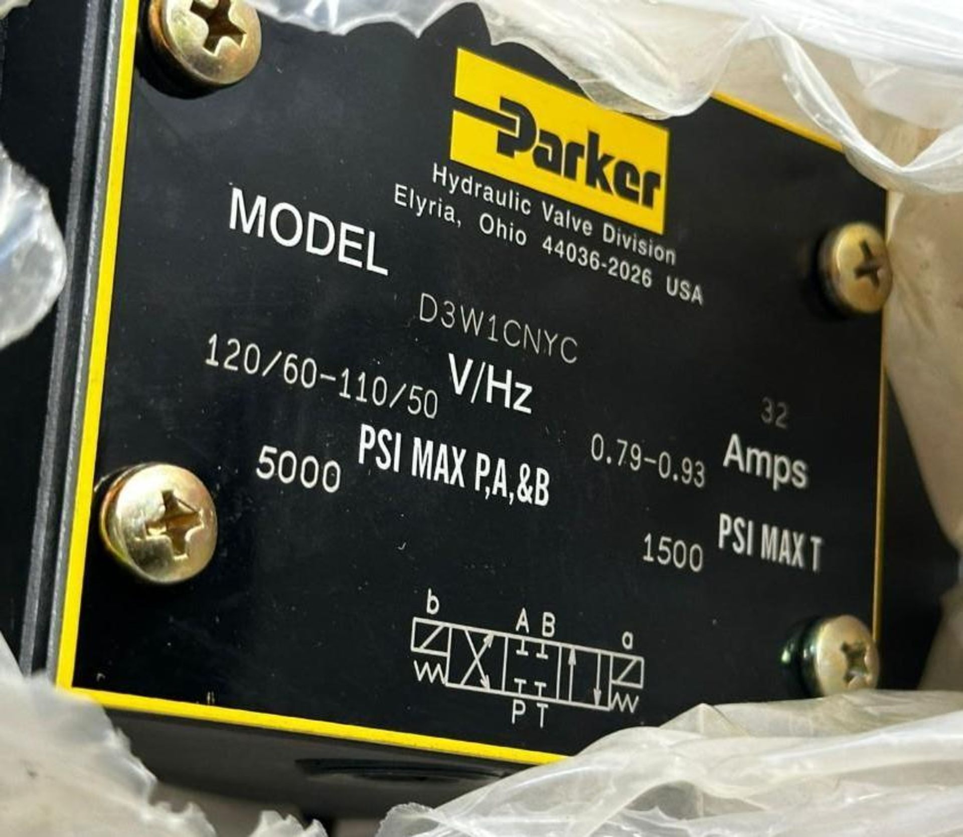 Psv Serial Number Parker Hydraulic Valve Model Number: D3W1CNYCV/Hz: 120/60 - 110-50Amps ...