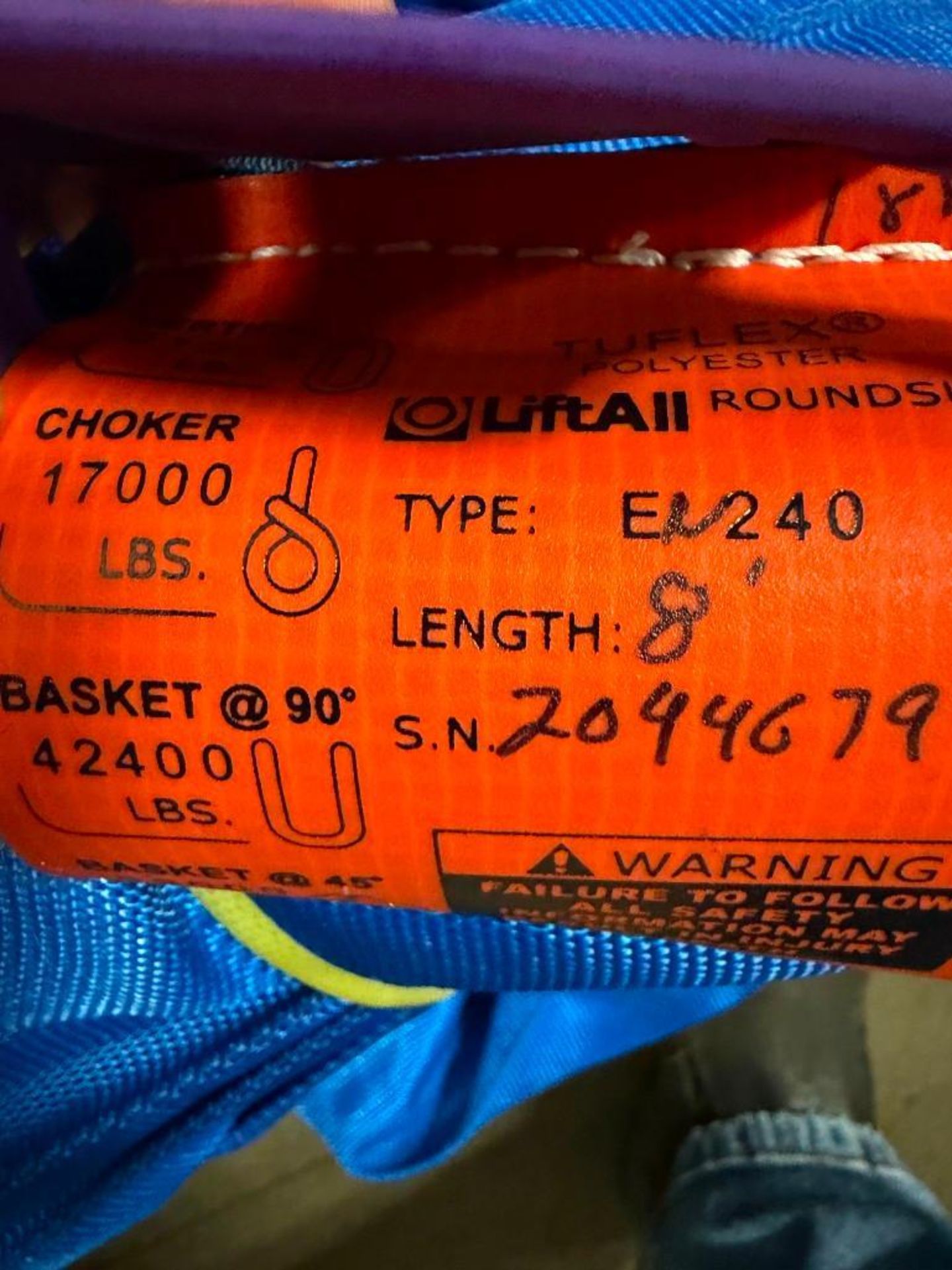 Lot of Rigging Round Slings Includes: Dayton #2MJN7 LiftAll #EN240