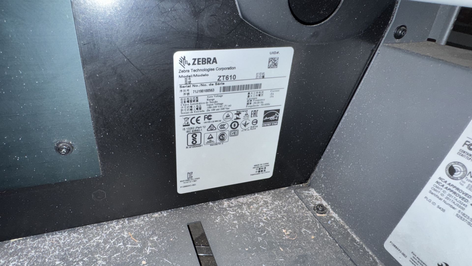 Printer Zebra Code Zebra ZT610 bar code printer on plastic cart, included, with QT800 ...