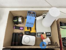 (LOT) 5 LB. PELOUZE SCALE, SIMPLISAFE SECURITY SYSTEM, FLASHLIGHTS, MEASURING TAPES