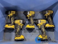 DEWALT MODEL DCF601 12 VOLT PISTOL GRIP CORDLESS SCREWDRIVER WITH 4-PORT CHARGER AND (3) EXTRA