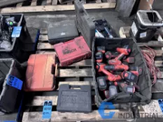 (LOT) MISC. BATTERY POWERED TOOLS INCLUDING BLACK & DECKER DRILLS, MULTIMETER, BOSCH JIG SAW, RAMSET