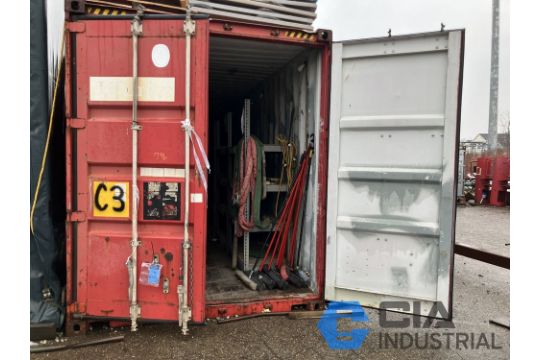 CONEX CONTAINER W/ CONTENTS; ELECTRIC CORDS, SHELVING, HAND TOOLS, 2 ...