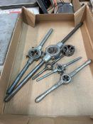 Tap and Die Set, 5 Pieces, Includes T-Handle Wrenches and Round Die, Material: Steel, Handle length