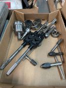 Tap and Die Set with T-Handle Wrench and Die Stock Holder, approximately 15 pieces, steel material,