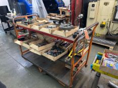 Industrial rolling utility cart, metal frame with 3-shelves, no contents inv: 516