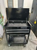 Yukon Tool Cart, Metal, 2 drawers, top tilting compartment, side handle approximate dimensions 30" x