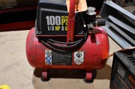 CENTRAL PNEUMATIC OILLESS PORTABLE AIR COMPRESSOR, 1/3 H.P., 3 GALLON, 100 PSI MAX.