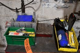 ASSORTED DRILL BITS IN CONTAINERS ON TOP OF THIS TOOL BOX