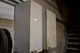 (2) METAL WALL CABINETS WITH CONTENTS; ABRASIVES AND MISC.